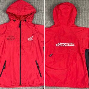 Honda Red Riders Club Anorak Windbreaker Jacket Men's Medium EZEM  System Hooded